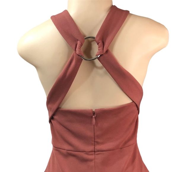 TOPSHOP Women’s Cross Front Skater Dress Rose Brown NWOT. Sleeveless Size 8 - Picture 5 of 17